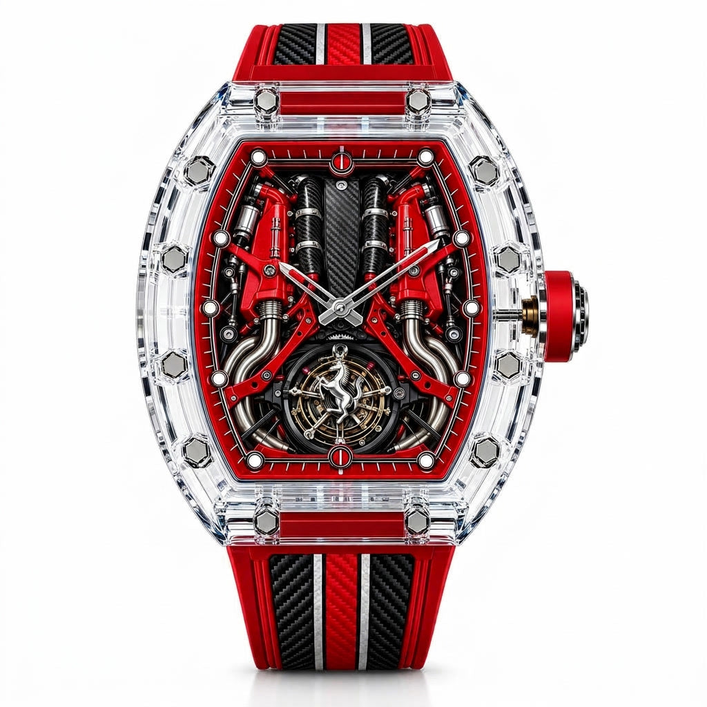 TWELVE K-04 sapphire crystal watch with engine-inspired dial