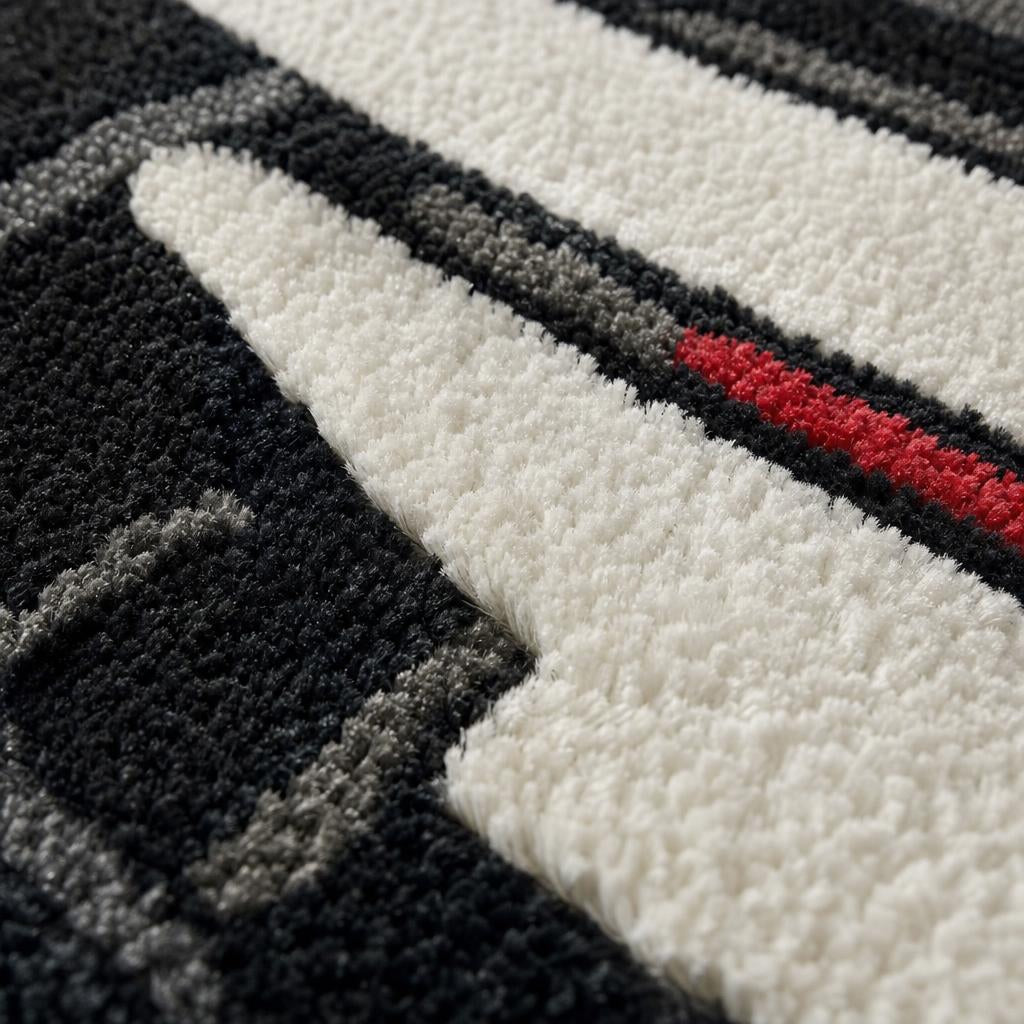 SWAN NECK hand-tufted car rug, rear view of a track car with a swan-neck rear wing – image 5