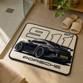 THRESHOLD 03 NUMERALS car entry mat with a black sports car and large numerals