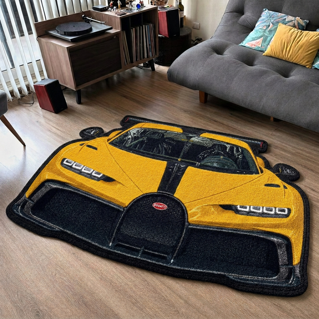 HYPERION hand-tufted car rug, front view of a hypercar – image 7