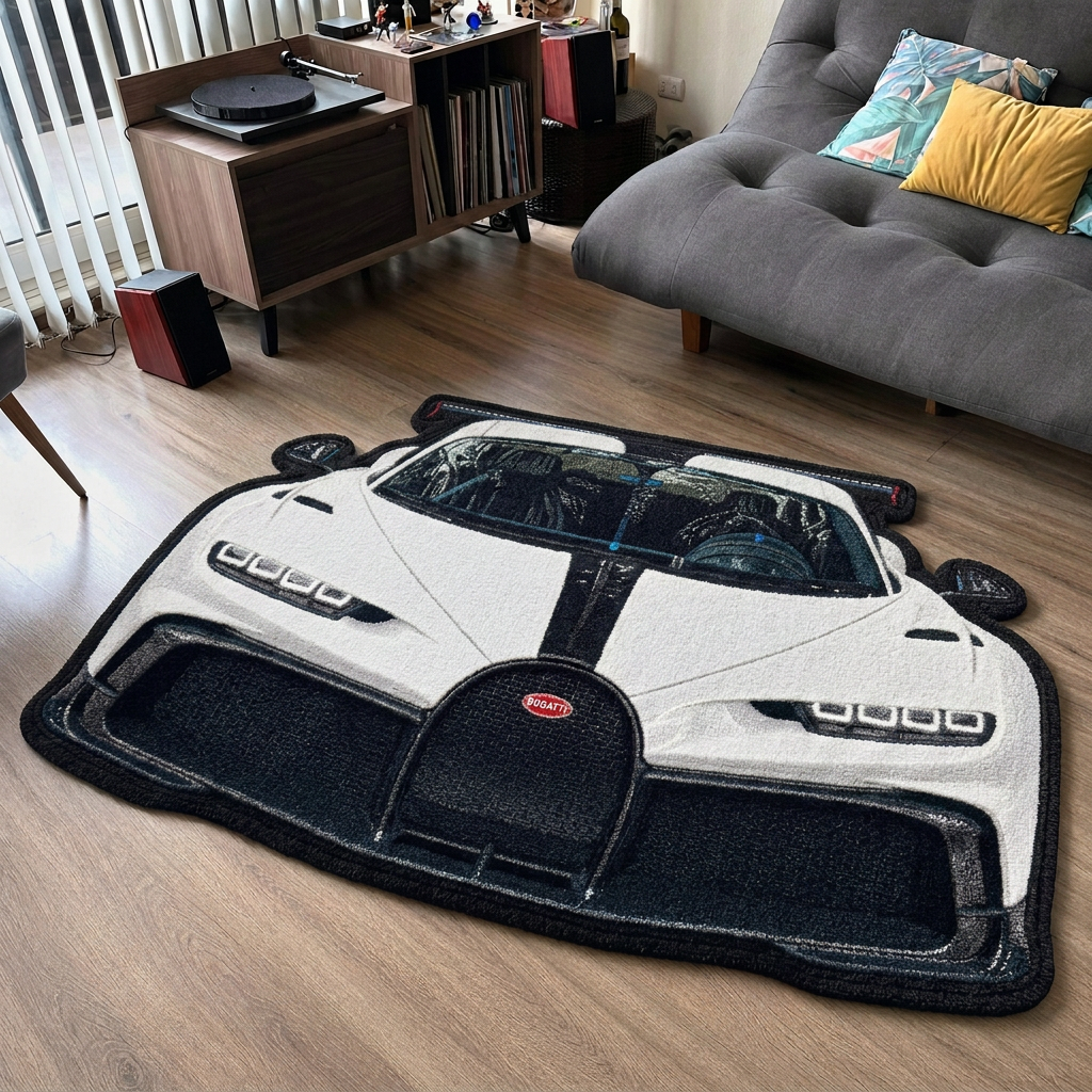 HYPERION hand-tufted car rug, front view of a hypercar – image 4