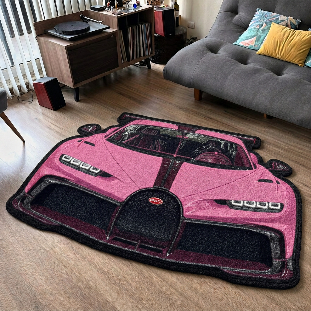 HYPERION hand-tufted car rug, front view of a hypercar – image 8