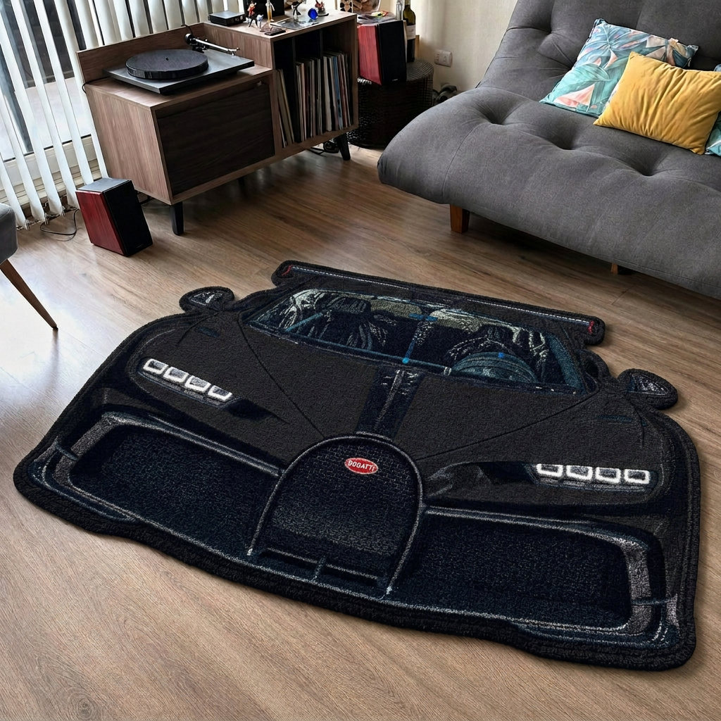 HYPERION hand-tufted car rug, front view of a hypercar – image 5