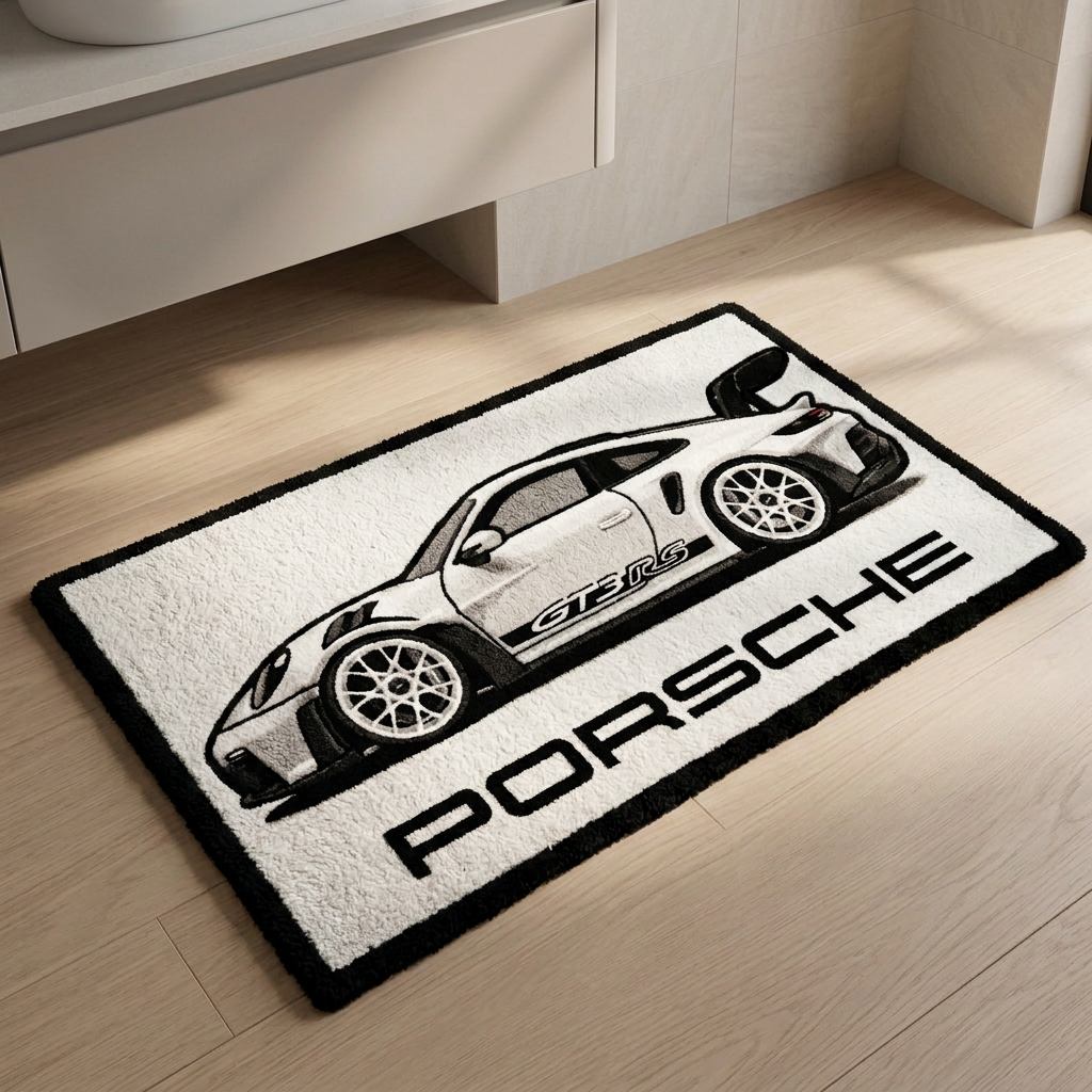 THRESHOLD 04 SIDE PROFILE car entry mat with a track car side view