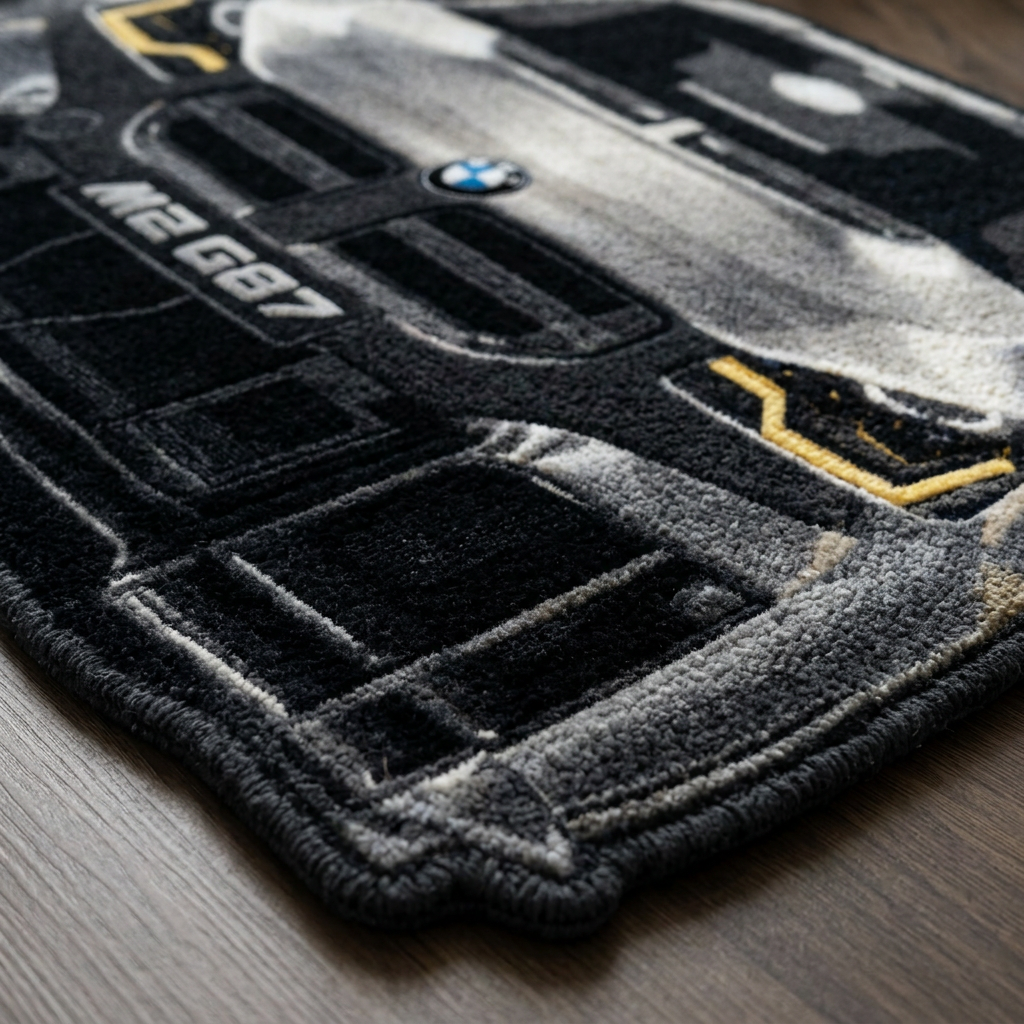 APEX HUNTER hand-tufted car rug, front view of a compact performance coupe – image 2