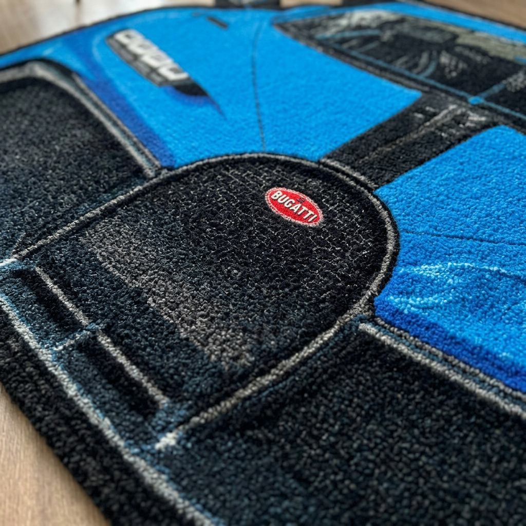 HYPERION hand-tufted car rug, front view of a hypercar – image 2