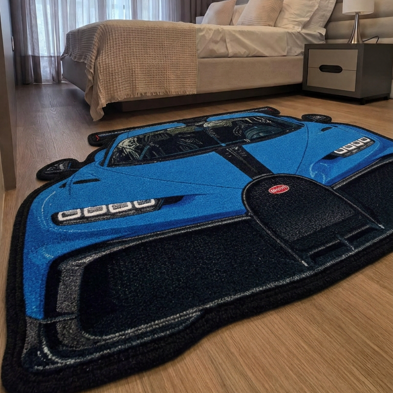HYPERION hand-tufted car rug, front view of a hypercar – image 10