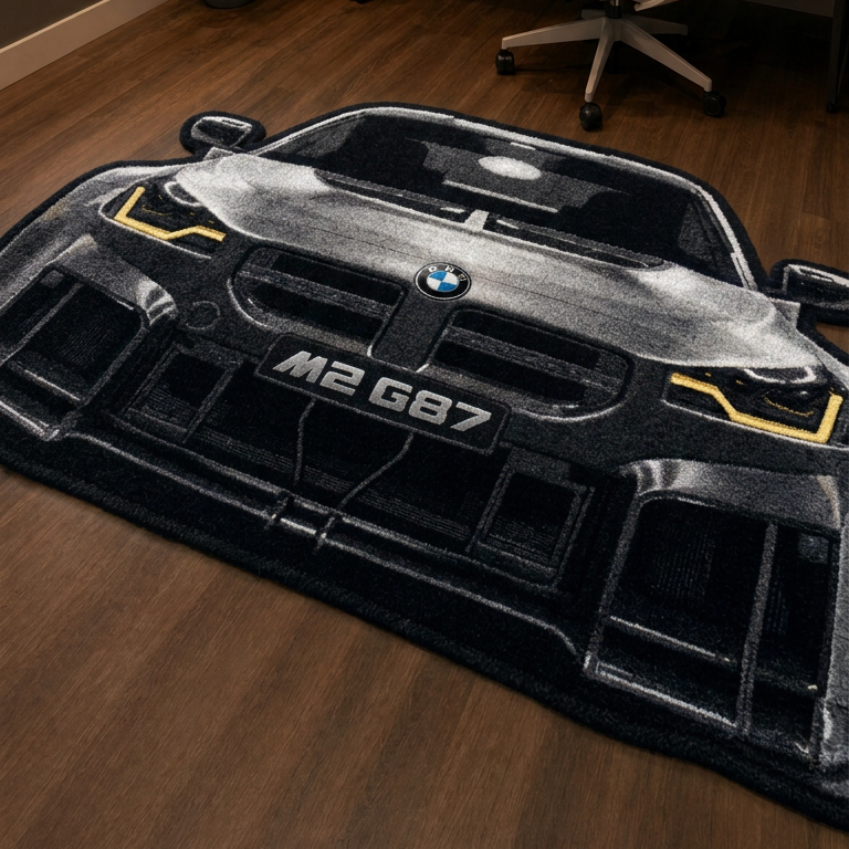 APEX HUNTER hand-tufted car rug, front view of a compact performance coupe – image 4