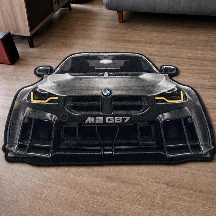APEX HUNTER hand-tufted car rug, front view of a compact performance coupe – image 5