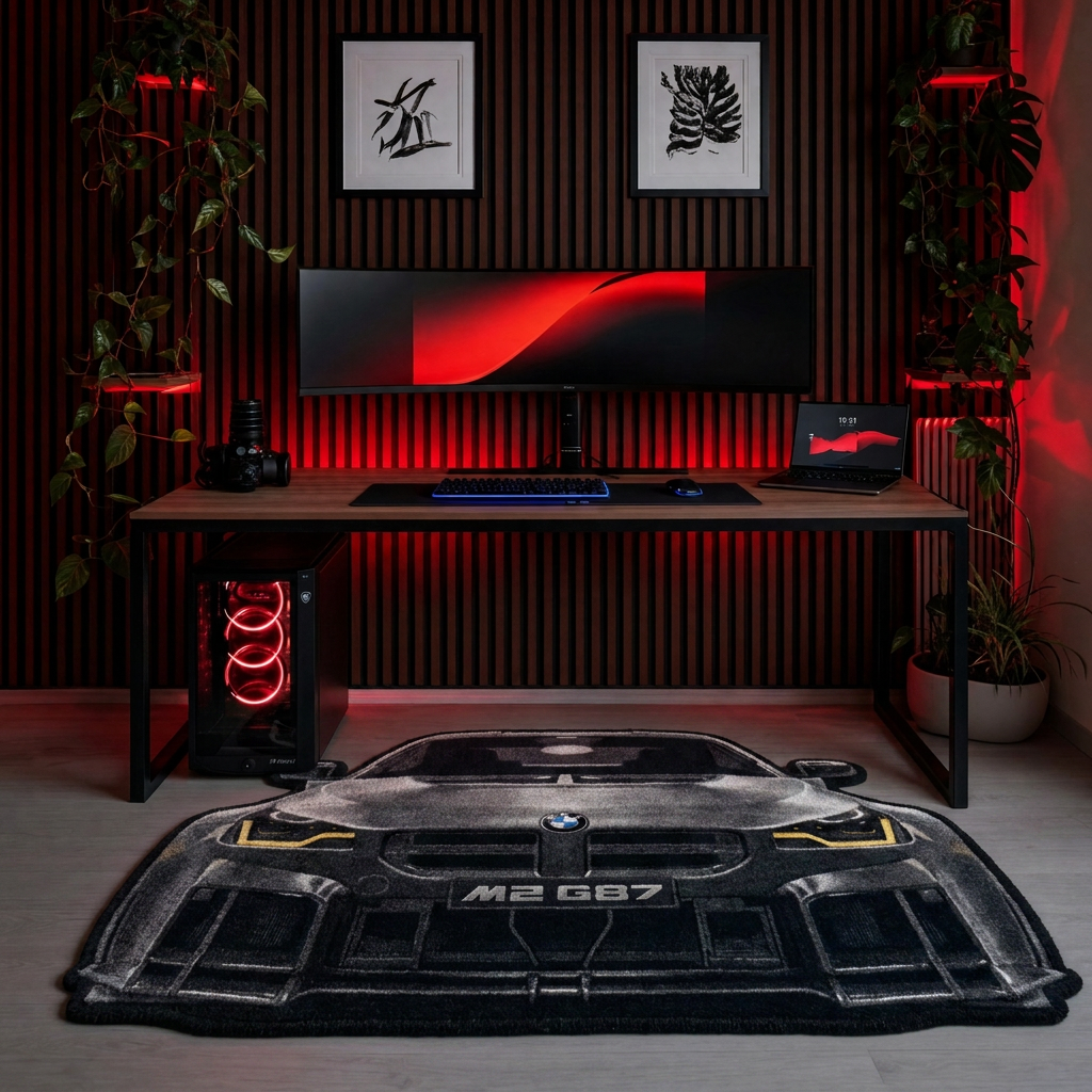 APEX HUNTER hand-tufted car rug, front view of a compact performance coupe – image 6