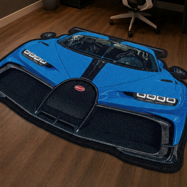 HYPERION hand-tufted car rug, front view of a hypercar – image 11